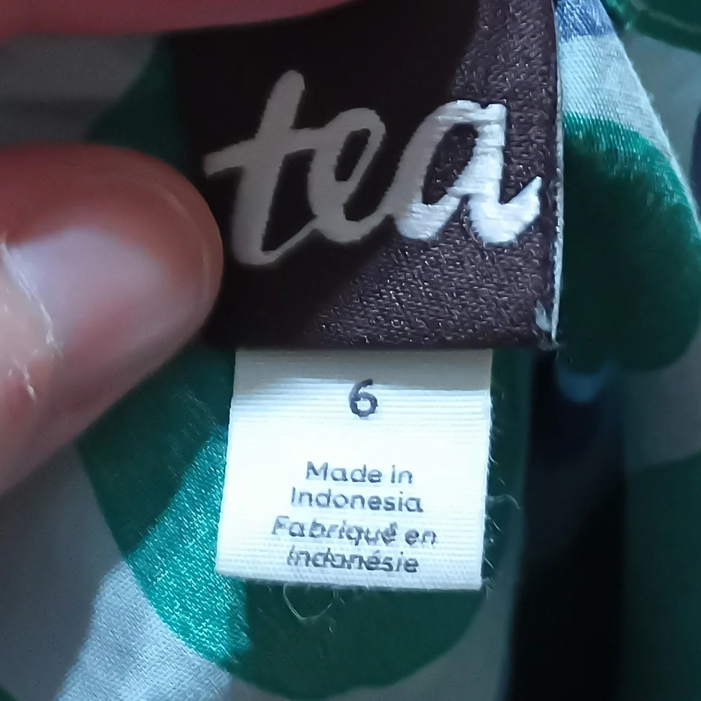 Tea Collection Girls Teal Green Graphic Apple Tiered Dress Size 6